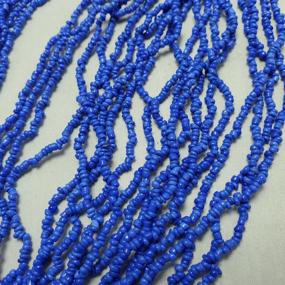 Signature cobalt blue seed bead multi strand necklace 20 strand - Picture 4 of 5